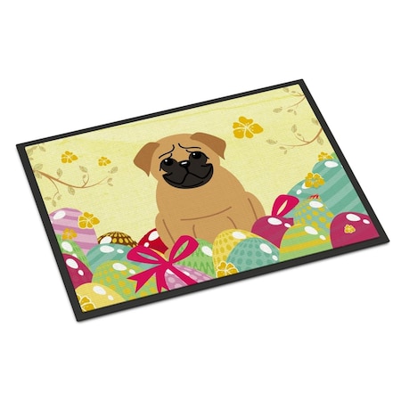 Carolines Treasures 18 x 27 in. Easter Eggs Pug Brown Indoor or Outdoor Mat BB6007MAT
